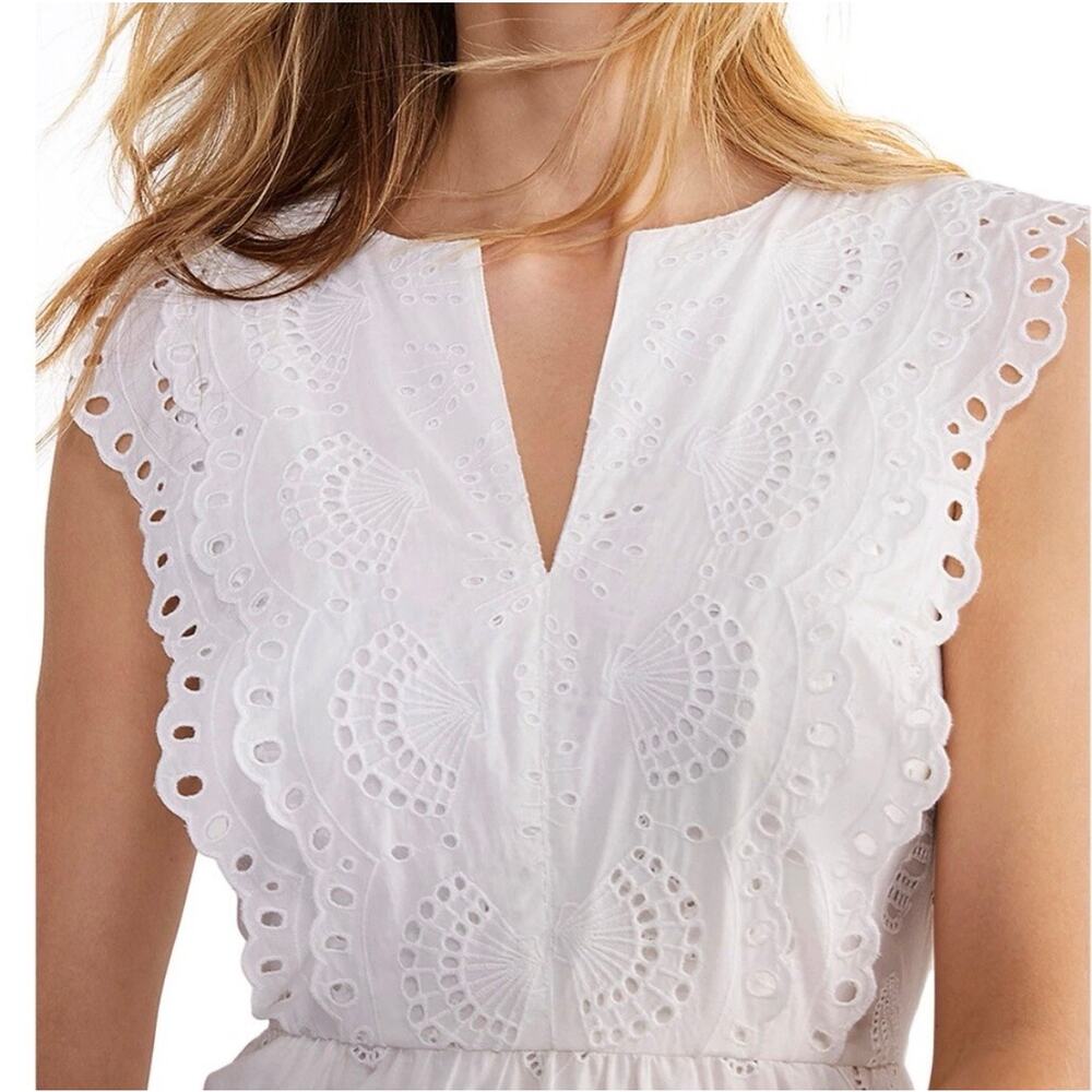 Vineyard Vines White Seashell Eyelet MIDI Dress 10 NEW - Picture 3 of 11